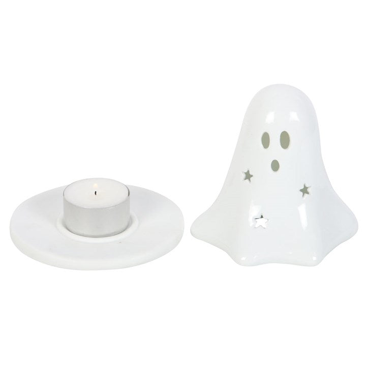 Ceramic Ghost T-Light & Incense Cone Holder