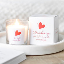 Load image into Gallery viewer, Valentines You Light Up My Life Strawberry Candle
