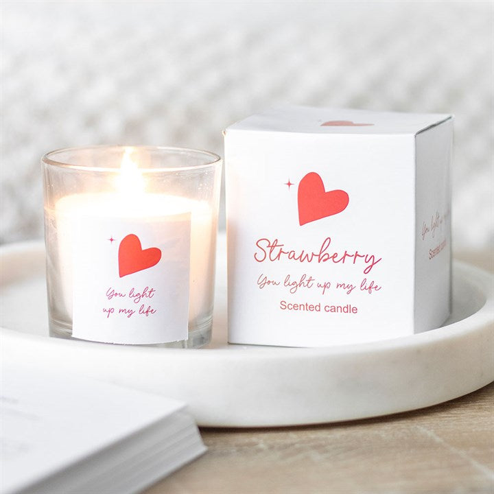 Valentines You Light Up My Life Strawberry Candle