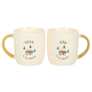 Camping King & Queen Couples Mugs Gift Set