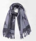 Cashmere Stags Scarf - Grey/Dark Grey