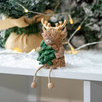 Christmas Santa Hugo Highland Cow Shelf Sitter With Tree
