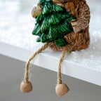 Christmas Santa Hugo Highland Cow Shelf Sitter With Tree