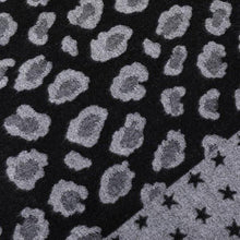 Load image into Gallery viewer, Cashmere Reversible Leopard Print &amp; Stars Scarf - Black/Grey
