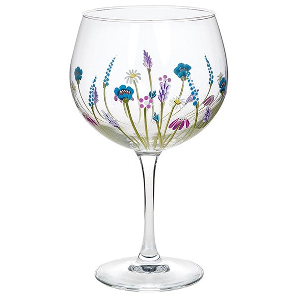 Hand Painted Wildflower & Lavender Meadow Gin Glass