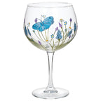 Hand Painted Butterfly Garden Gin Glass