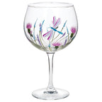 Hand Painted Dragonfly Garden Gin Glass