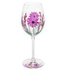 Hand Painted Pink Gerbera Wine Glass
