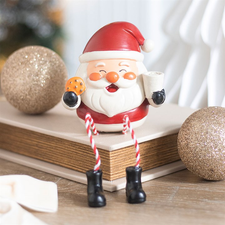 Jolly Santa Shelf Sitter With Cookies & Milk