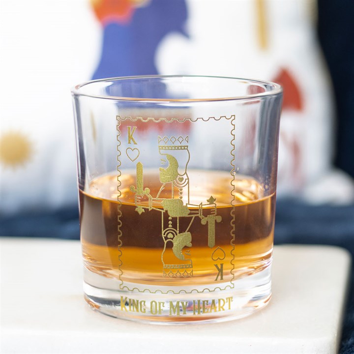 King Of My Heart Whiskey Drinking Glass