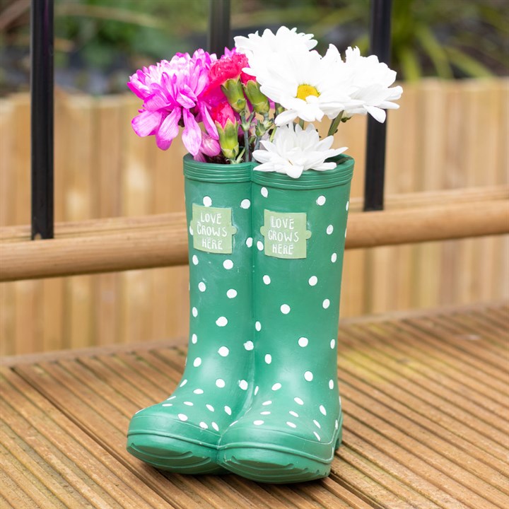 Green Welly Boot Planter