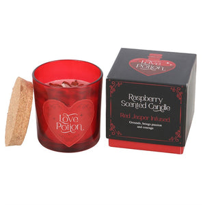 Valentines Love Potion Raspberry Crystal Candle