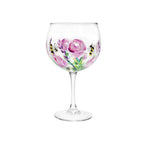 Hand Painted Rose & Bee Gin Glass