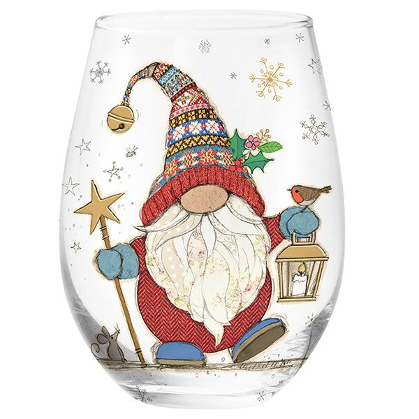 Christmas Gonk Bug Art Stemless Glass