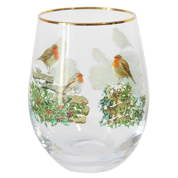 Christmas Robins Tumbler / Stemless Glass