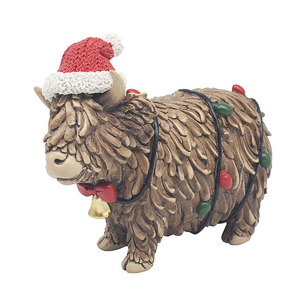 Christmas Santa Hugo Highland Cow With Fairy Lights ***PRE-ORDER***