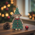 Christmas Santa Hugo Highland Cow Stood In Tree Dress