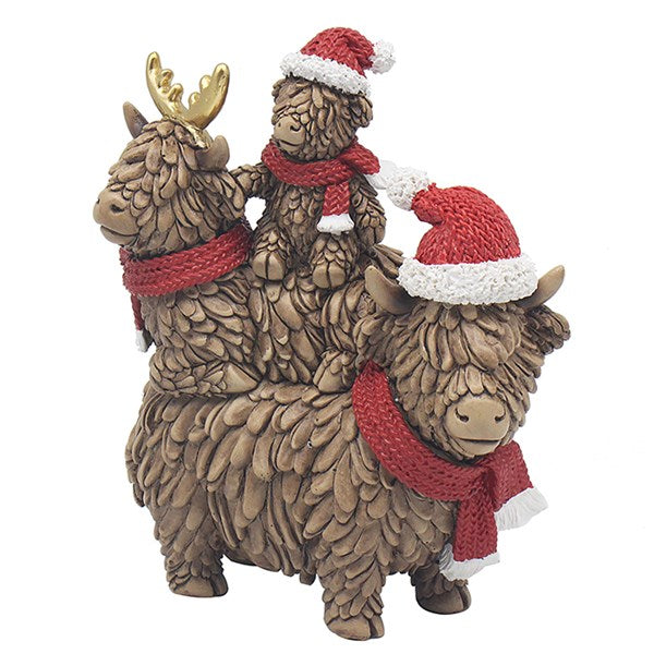 Christmas Santa Hugo Highland Cow Stacked Family ***PRE-ORDER***