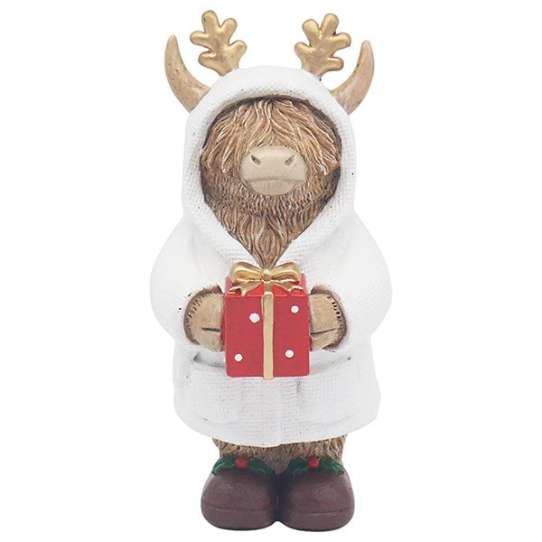 Reindeer Highland Cow With Present *** PRE-ORDER ***