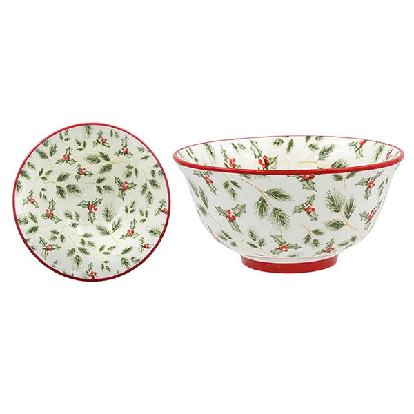 Christmas Holly Leaf Ceramic Bowl - Small