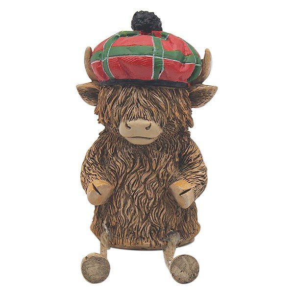 Highland Cow Shelf Sitter - Tartan Cap