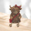 Highland Cow Shelf Sitter - Tartan Bow & Bag