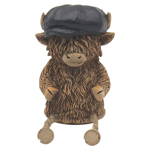 Highland Cow Shelf Sitter - Blue Cap