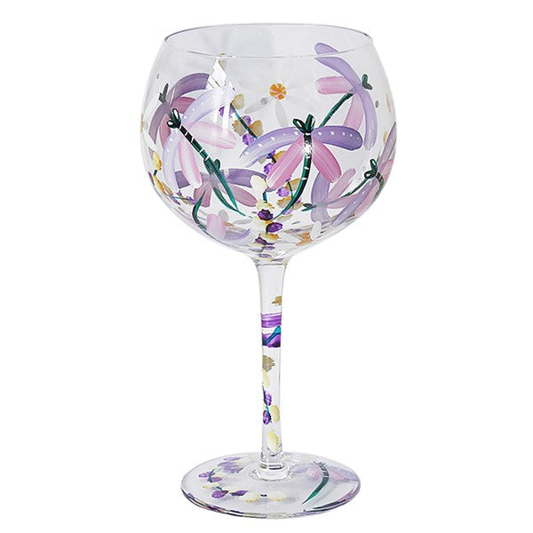 Hand Painted Dragonfly Gin Glass