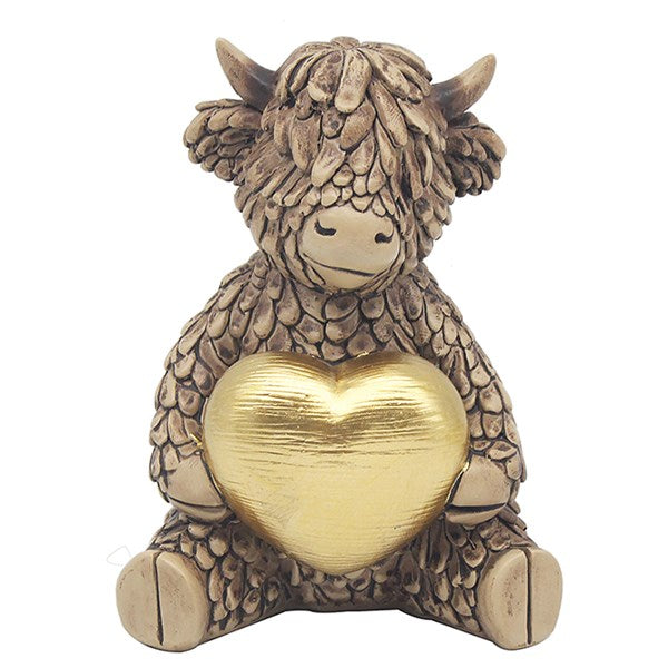 Highland Cow With Golden Heart