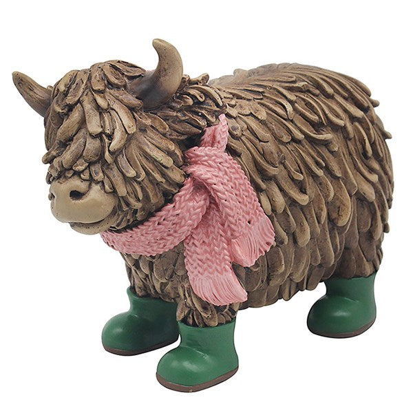 Highland Cow With Green Wellies - Large
