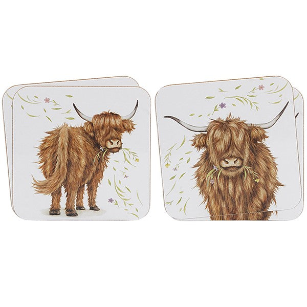 Clemency Bunn Highland Cow Coasters Set of 4