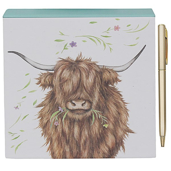 Clemency Bunn Highland Cow Memo Block & Pen