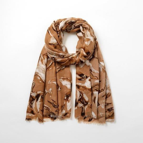 Eco Style - Leaves Scarf - Beige