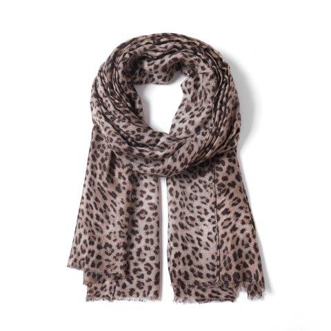 Leopard Print Scarf - Beige
