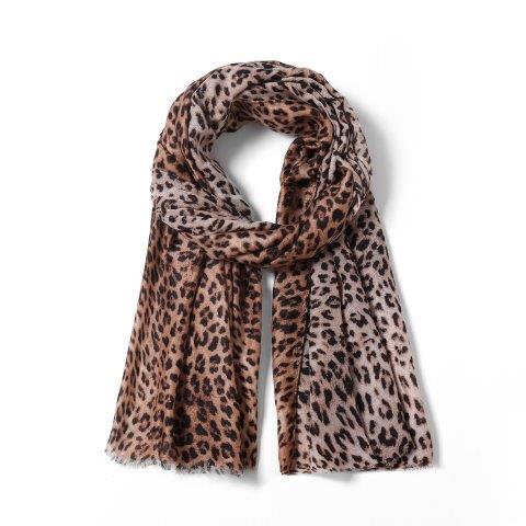 Leopard Print Scarf - Camel