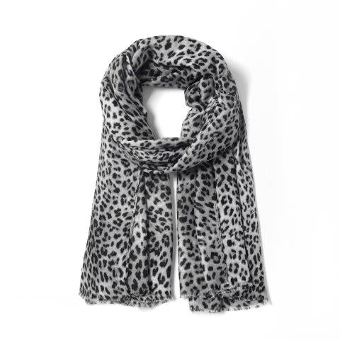 Leopard Print Scarf - Grey