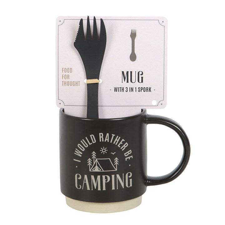 I'd Rather Be Camping Mug With 3-in-1 Spork