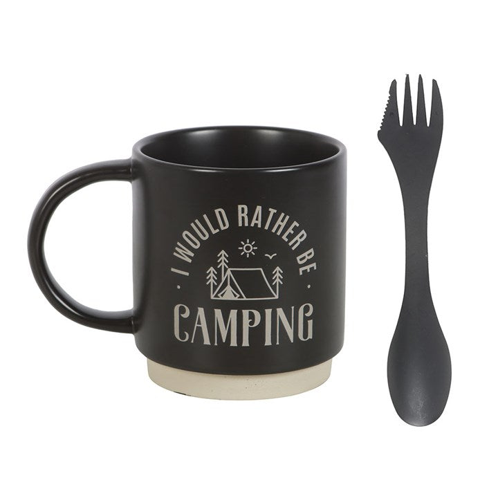 I'd Rather Be Camping Mug With 3-in-1 Spork