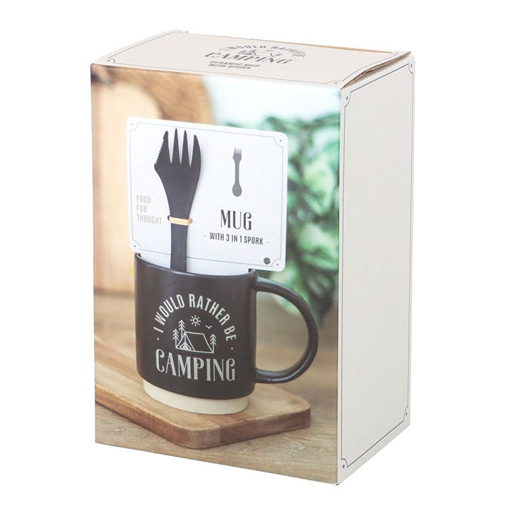 I'd Rather Be Camping Mug With 3-in-1 Spork