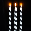 Set of 3 Back Candy Striped Taper Candles