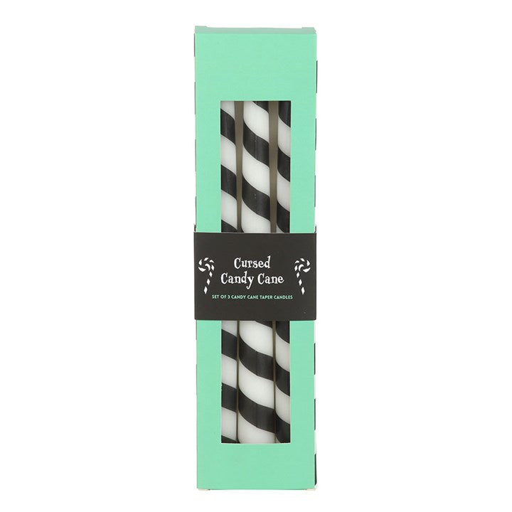 Set of 3 Back Candy Striped Taper Candles