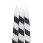Set of 3 Back Candy Striped Taper Candles