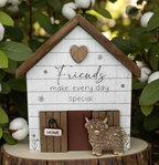 Highland Cow Barn Wooden Block - Friends