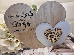 Wooden Heart Block - Large - Grumpy Old Man