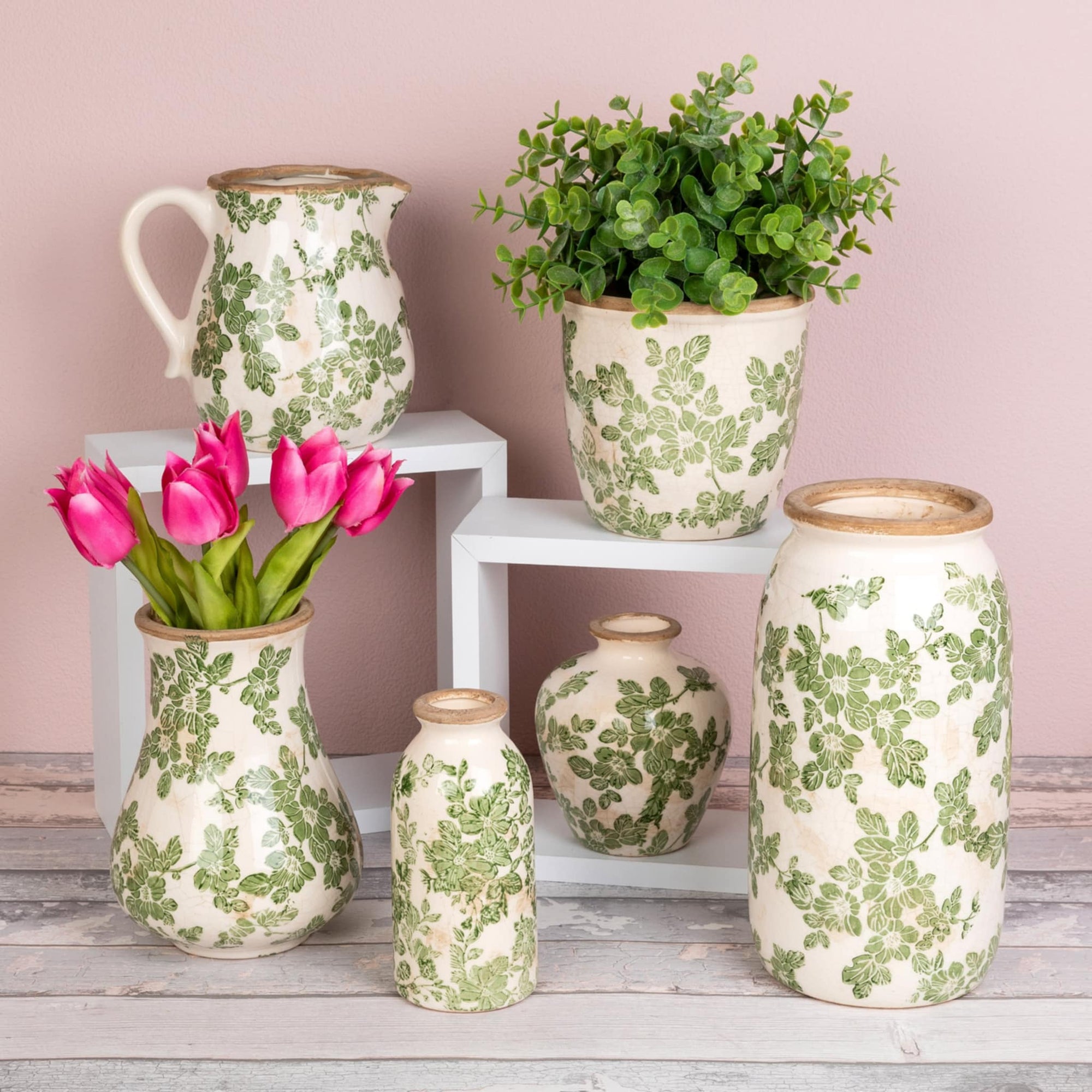 Green Clematis Garden Vase, Jug & Plant Pot