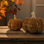 Autumn Mottled Pumpkins - Pair