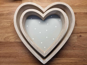 Wooden Heart Trays - Pair