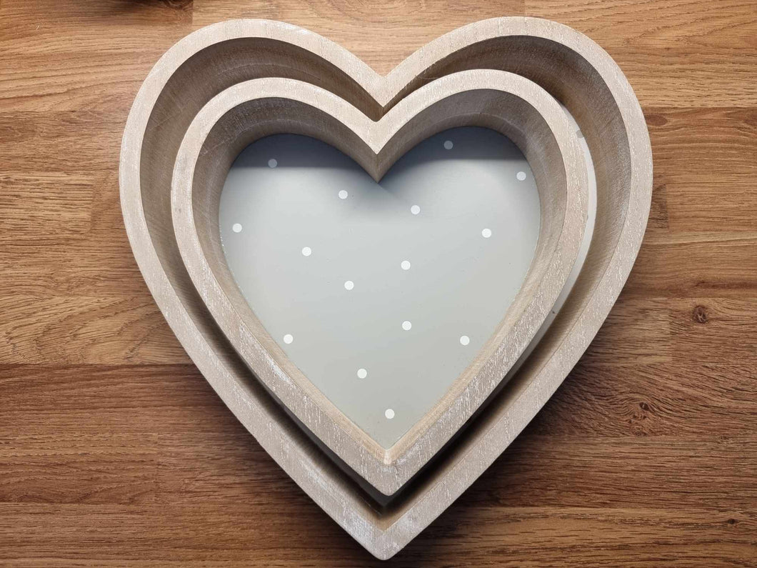 Wooden Heart Trays - Pair