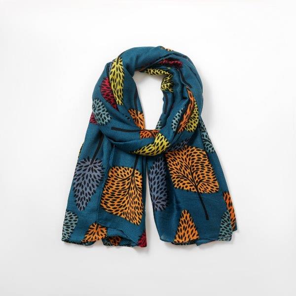 Multi Colour Tree of Life Scarf - Teal