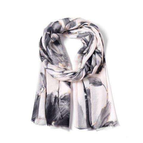 Flowers In Glitter Scarf - Cream